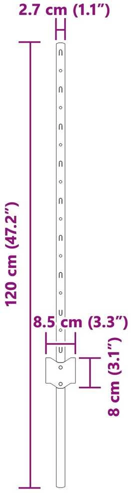 Įmontuotas tvoros stulpas 44 vnt. Pilka 120 cm