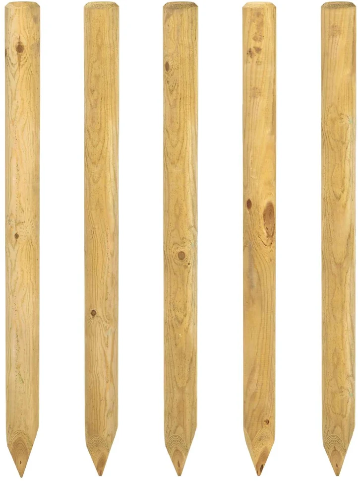Tvorelių stulpai 5 vnt. Ruda 150 cm Pušies medienos masyvas