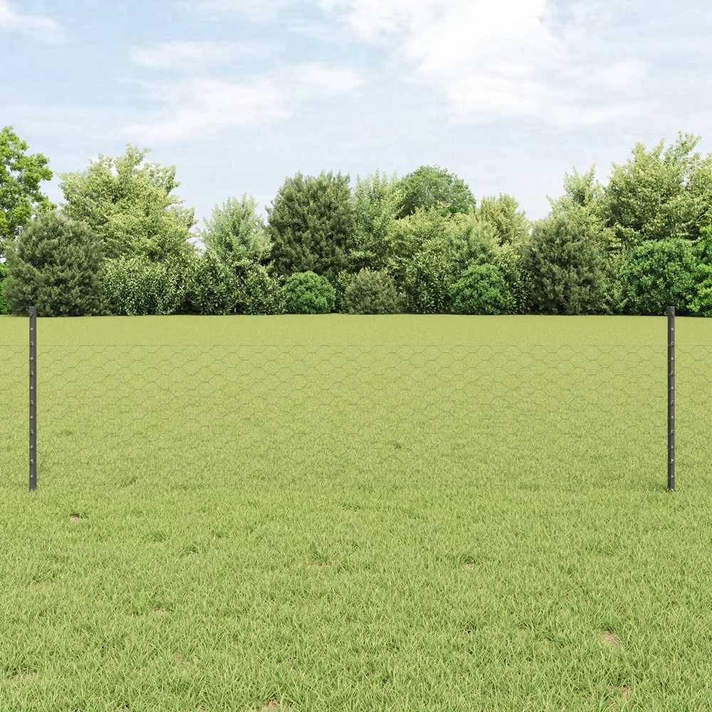 Hexagonal Fence with Post 10 x 0,5 m PVC dengtas plienas Pilka