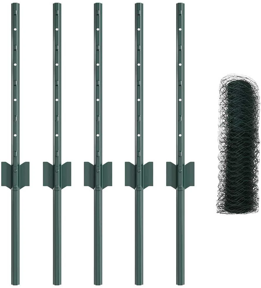 Hexagonal Fence with Post 10 x 0,4 m PVC dengtas plienas Žalia