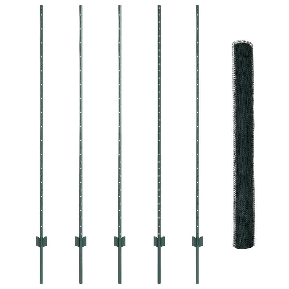Hexagonal Fence with Post 10 x 1,6 m PVC dengtas plienas Žalia