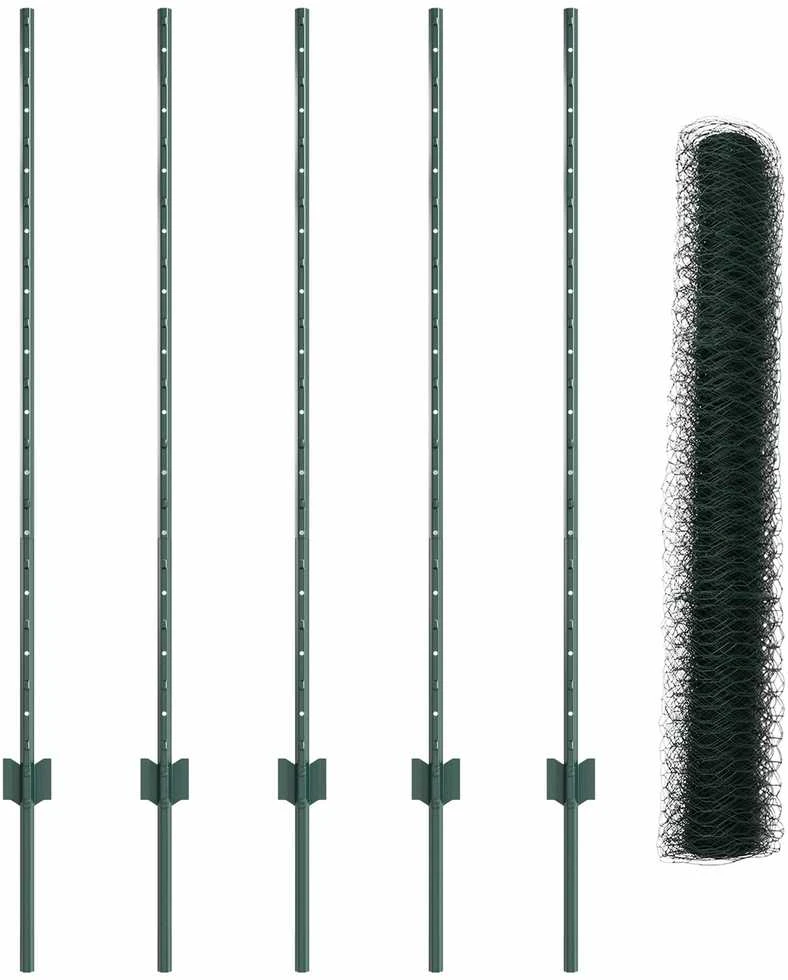 Hexagonal Fence with Post 10 x 1,2 m PVC dengtas plienas Žalia