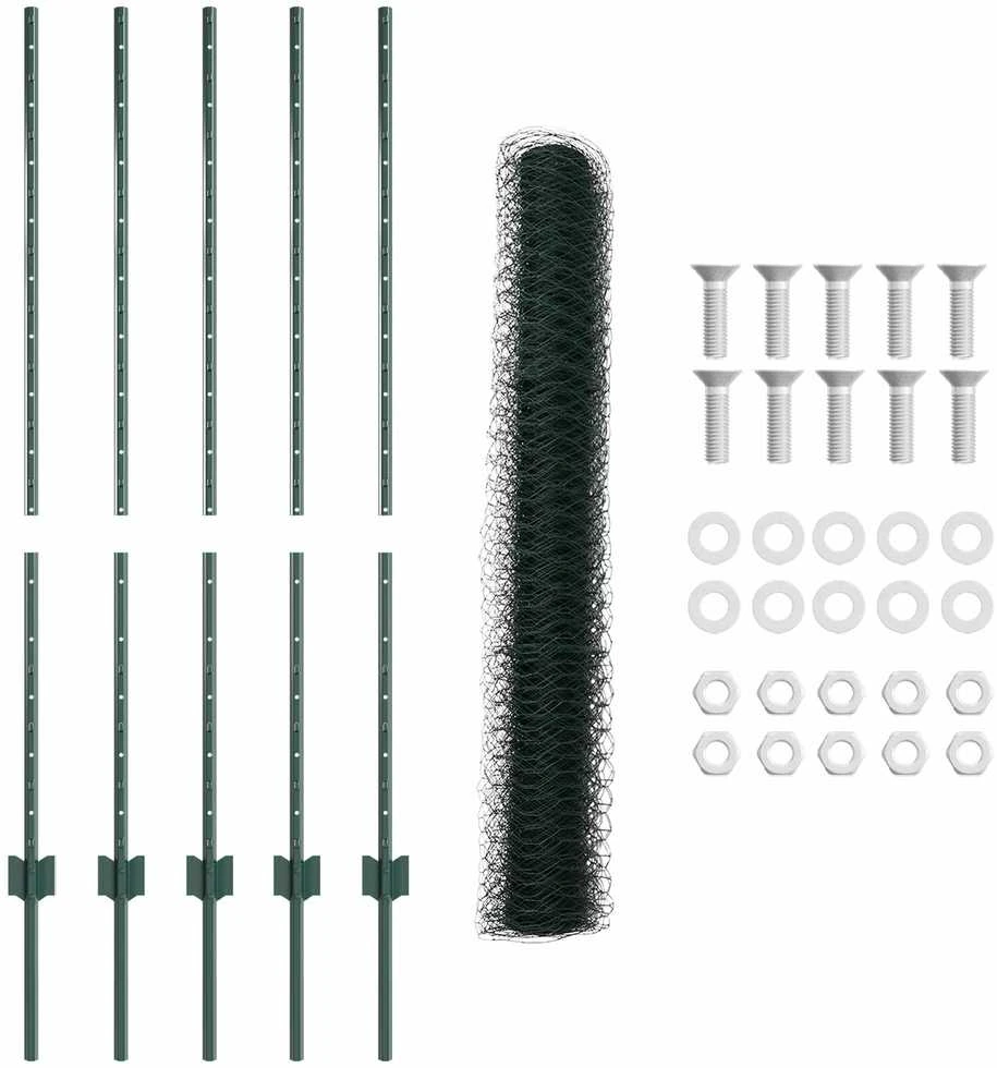 Hexagonal Fence with Post 10 x 1,2 m PVC dengtas plienas Žalia