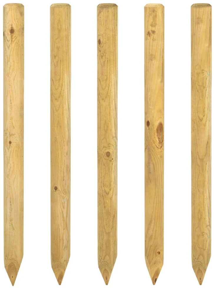 Tvorelių stulpai 5 vnt. Ruda 120 cm Pušies medienos masyvas