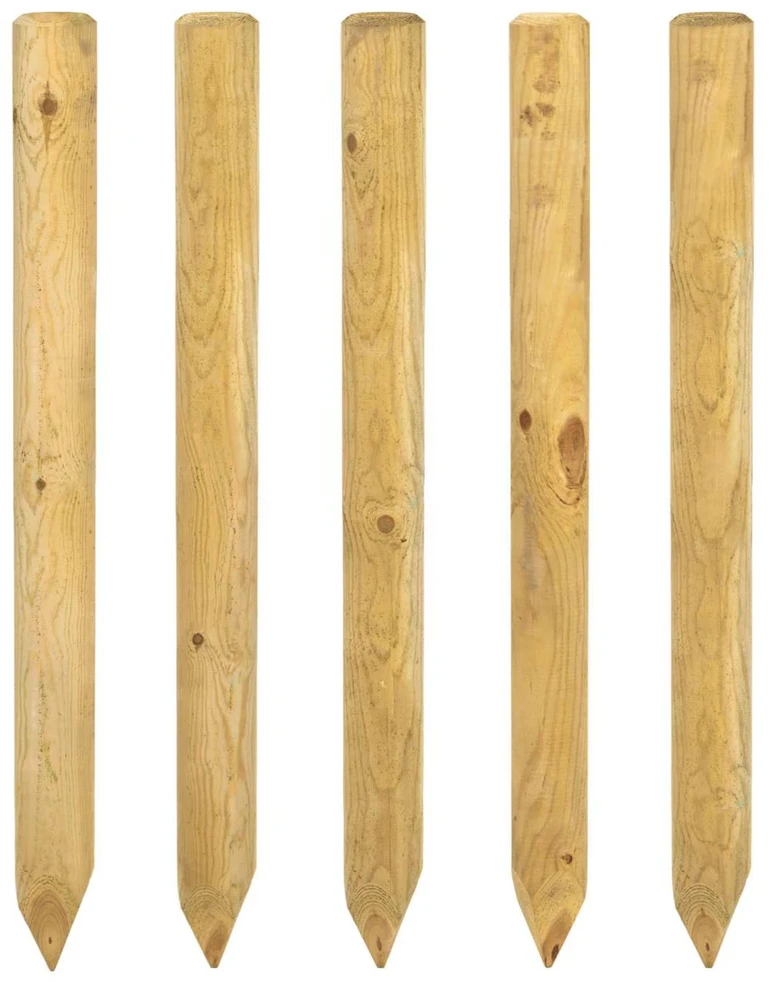 Tvorelių stulpai 5 vnt. Ruda 60 cm Pušies medienos masyvas