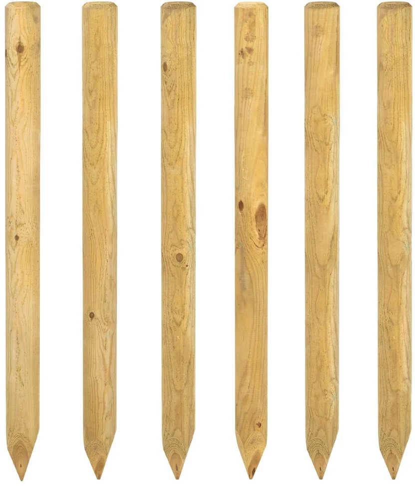 Tvorelių stulpai 6 vnt. Ruda 150 cm Pušies medienos masyvas