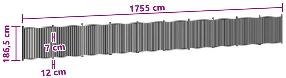 Tvoros plokštė 10 vnt. 1755 x 186,5 cm WPC ir aliuminis Juoda