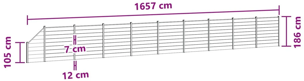 Tvoros rinkinys 10 vnt. 1657 x 186 cm WPC ir aliuminis Pilka