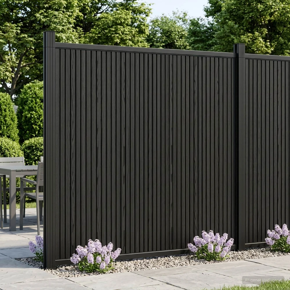 Tvoros plokštė 10 vnt. 1755 x 186,5 cm WPC ir aliuminis Juoda
