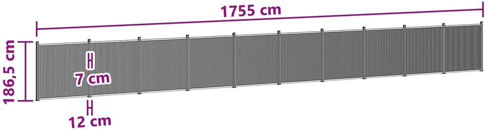 Tvoros plokštė 10 vnt. 1755 x 186,5 cm WPC ir aliuminis Juoda
