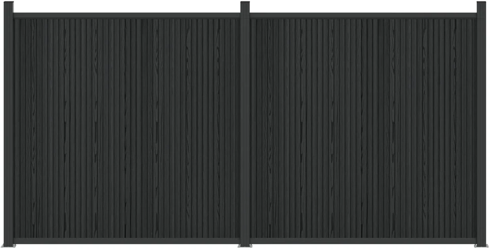 Tvoros plokštė 2 vnt. 355 x 186,5 cm WPC ir aliuminis Juoda
