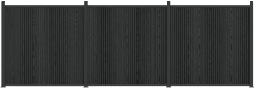 Tvoros plokštė 3 vnt. 530 x 186,5 cm WPC ir aliuminis Juoda