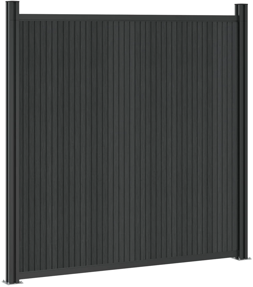 Tvoros plokštė 4 vnt. 705 x 186,5 cm WPC ir aliuminis Juoda