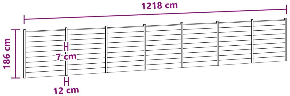 Tvoros rinkinys 7 vnt. 1218 x 186 cm WPC ir aliuminis Pilka