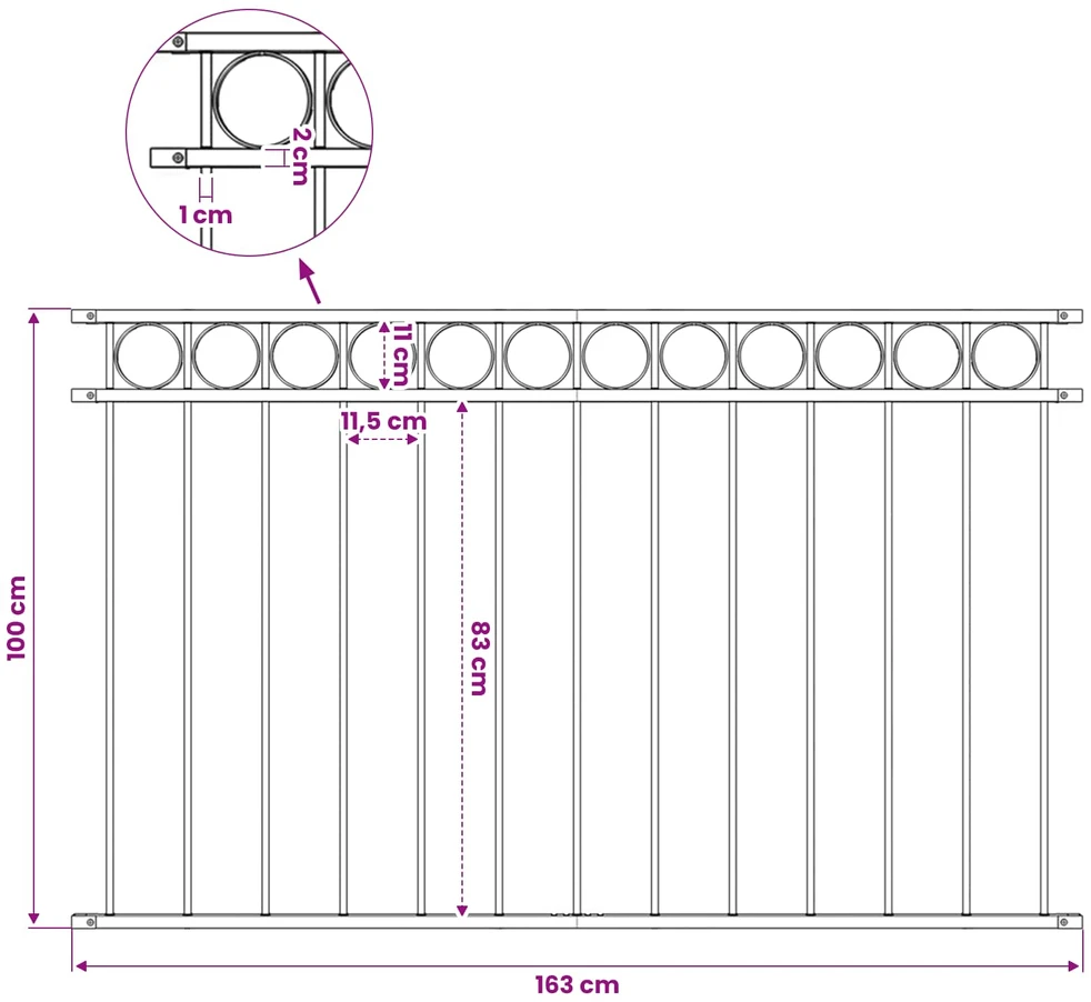 Tvoros segmentas, juodos spalvos, 1,7x1m, plienas