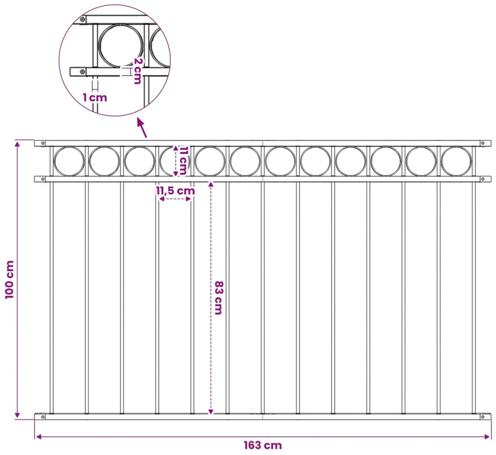 Tvoros segmentas, juodos spalvos, 1,7x1m, plienas
