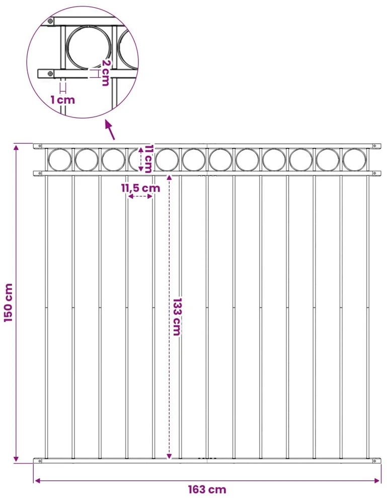 Tvoros segmentas, juodos spalvos, 1,7x1,5m, plienas