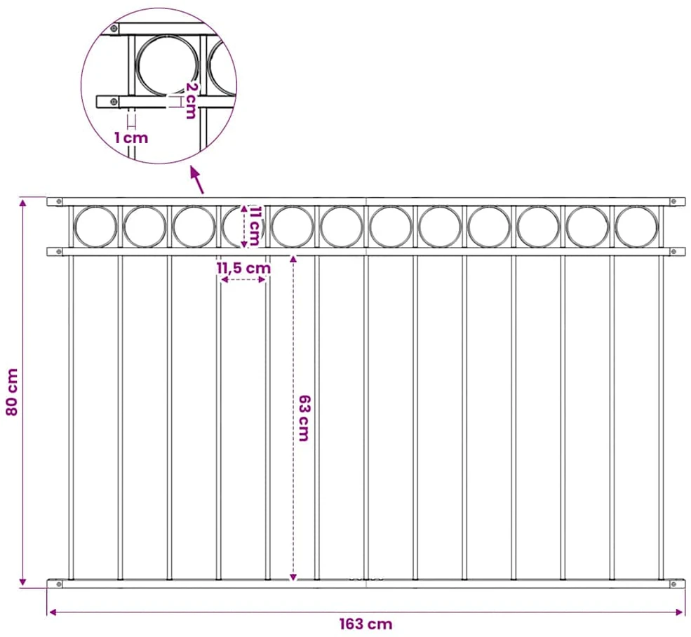 Tvoros segmentas, juodos spalvos, 1,7x0,8m, plienas