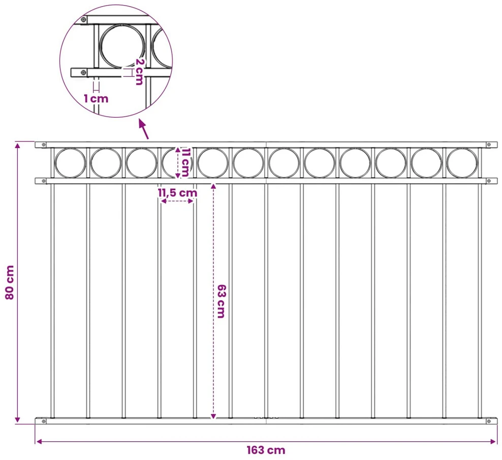 Tvoros segmentas, juodos spalvos, 1,7x0,8m, plienas