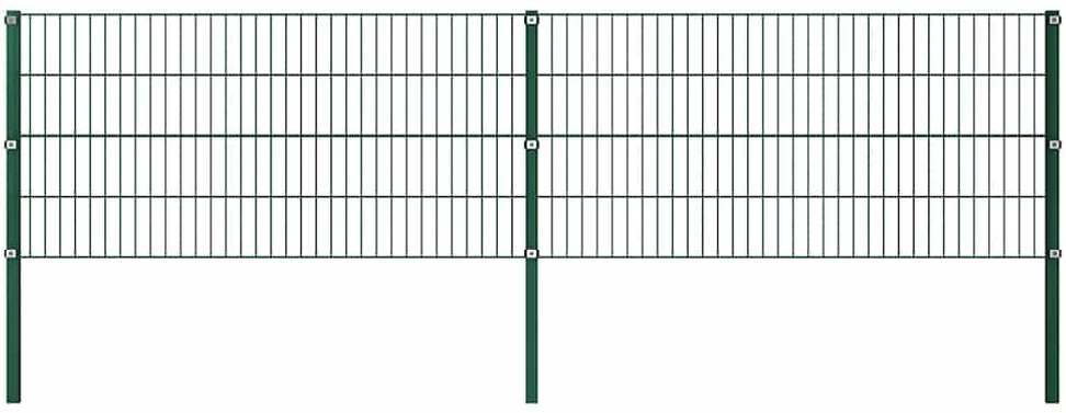 Tvoros segmentai su stulpais, žalios sp., 3,4x0,8m, geležis