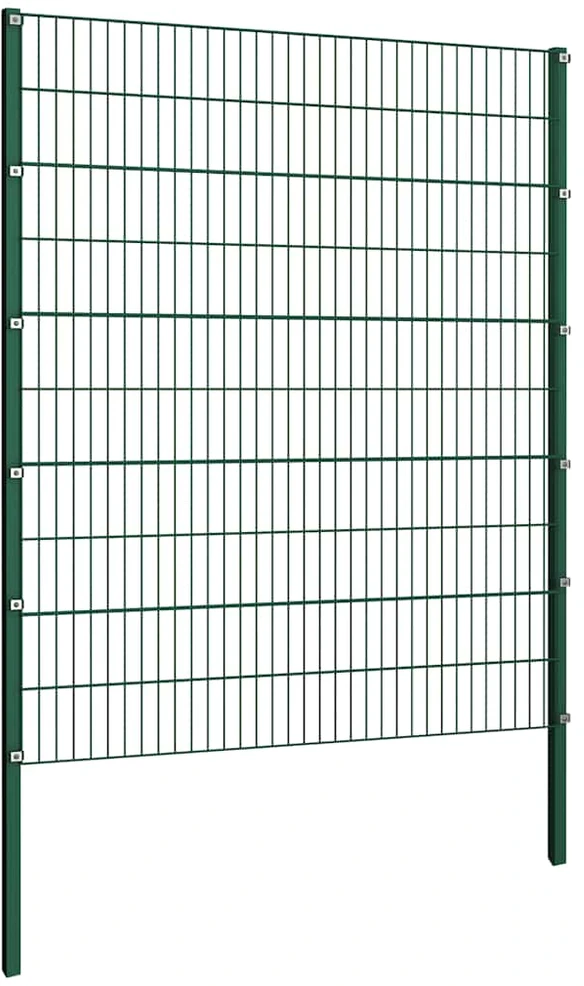 Tvoros plokštė su stulpais, geležinė, 694,5x200cm, žalia