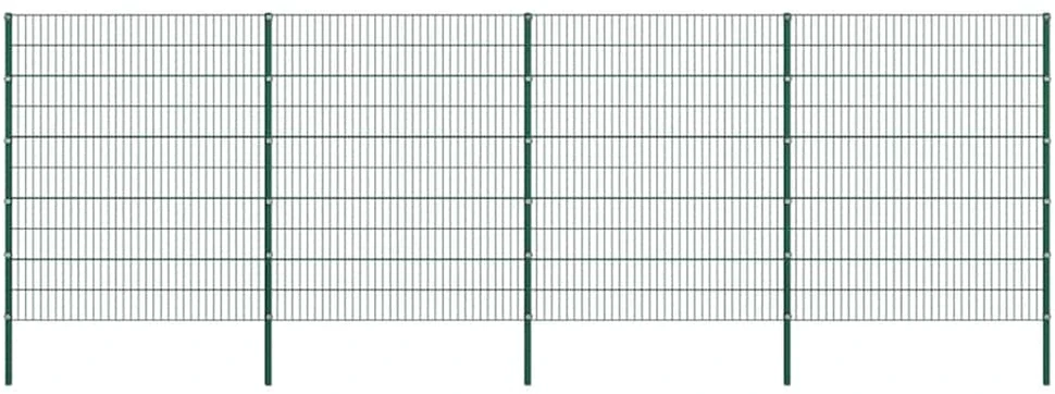 Tvoros plokštė su stulpais, geležinė, 694,5x200cm, žalia