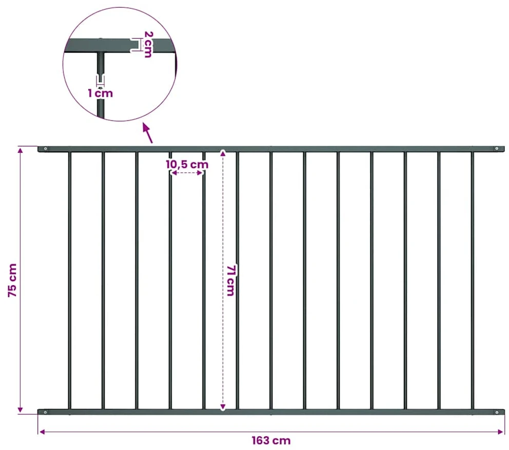 Tvoros plokštė, antracito spalvos, 1,7x0,75m, plienas