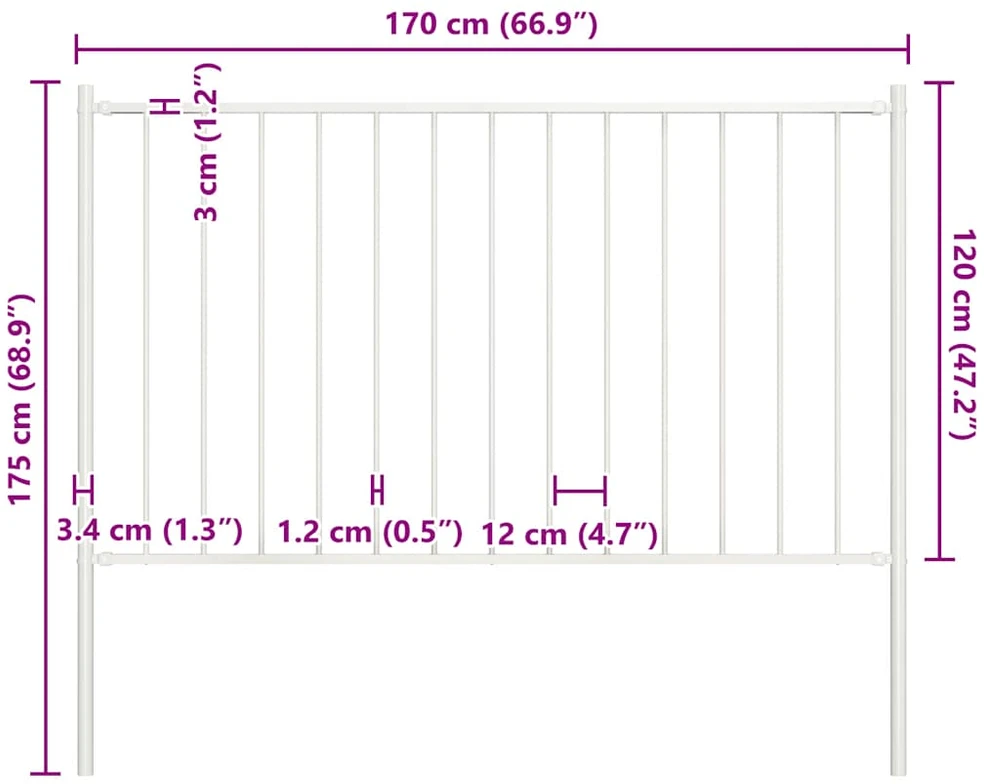 Tvoros plokštė su stulpais, baltos spalvos, 1,7x1,25m, plienas