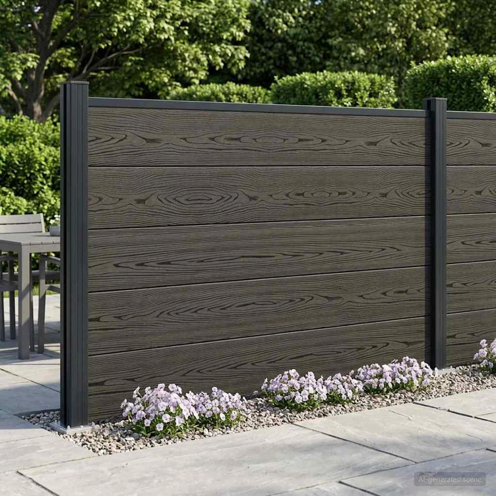 Tvoros rinkinys 180 x 105 cm WPC ir aliuminis Juoda
