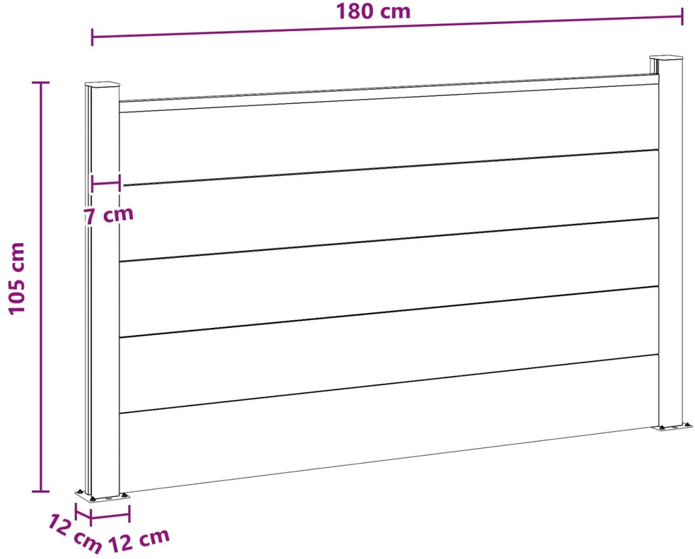 Tvoros rinkinys 180 x 105 cm WPC ir aliuminis Pilka