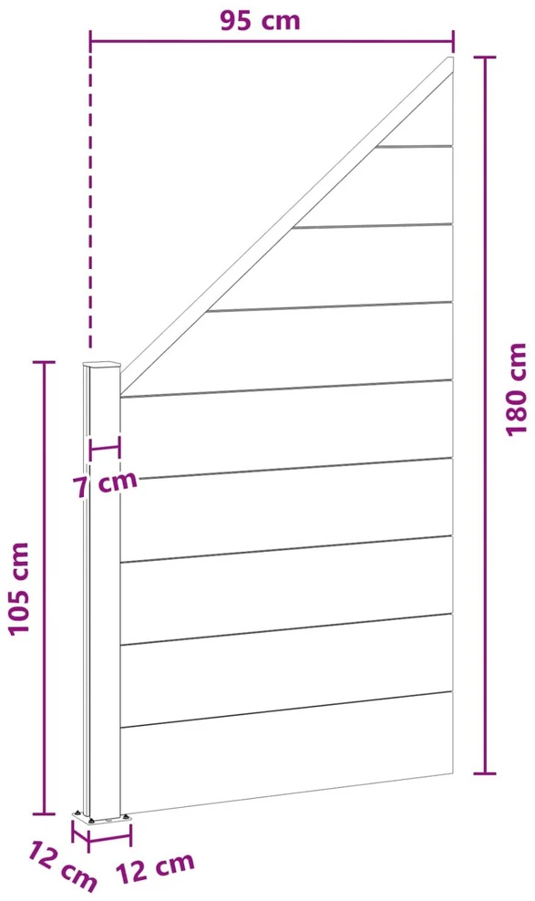 Tvoros rinkinys 95 x 180 cm WPC ir aliuminis Ruda