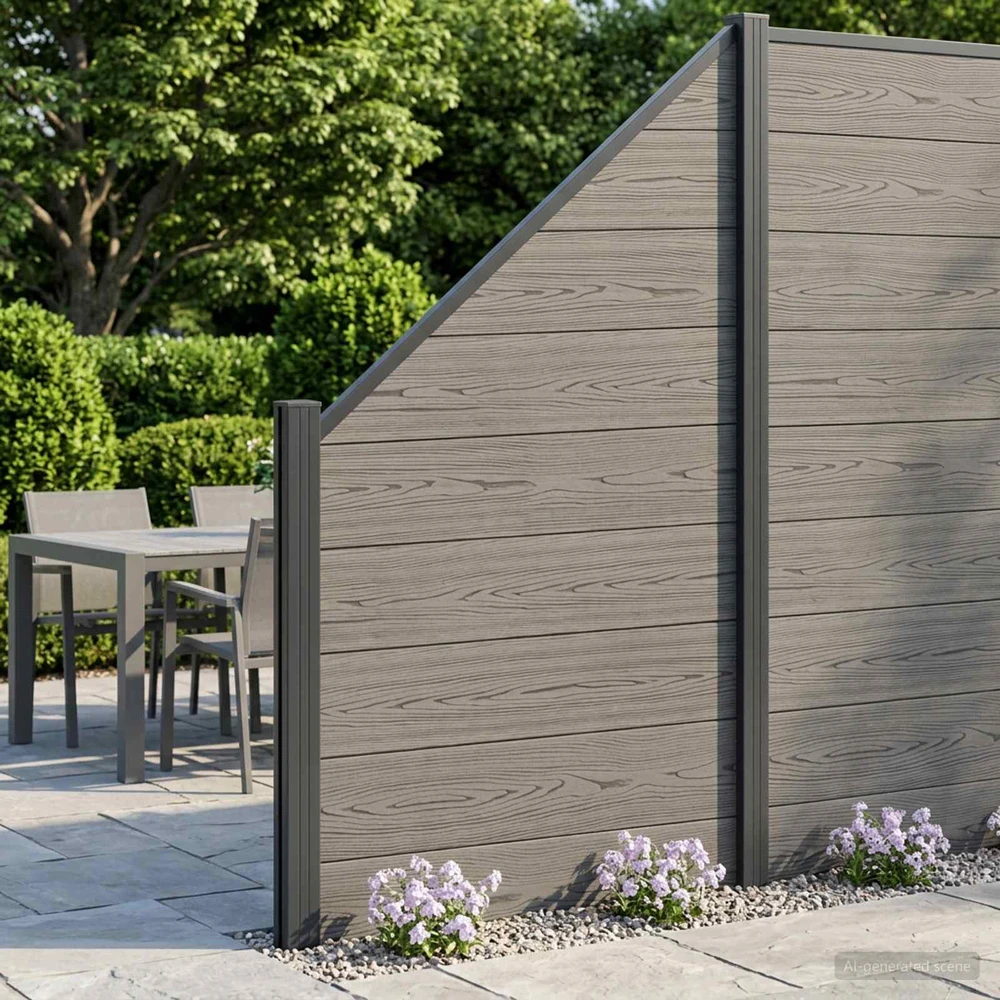 Tvoros rinkinys 10 vnt. 1657 x 186 cm WPC ir aliuminis Pilka