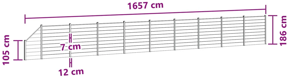Tvoros rinkinys 10 vnt. 1657 x 186 cm WPC ir aliuminis Pilka