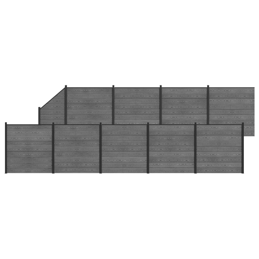 Tvoros rinkinys 10 vnt. 1657 x 186 cm WPC ir aliuminis Pilka
