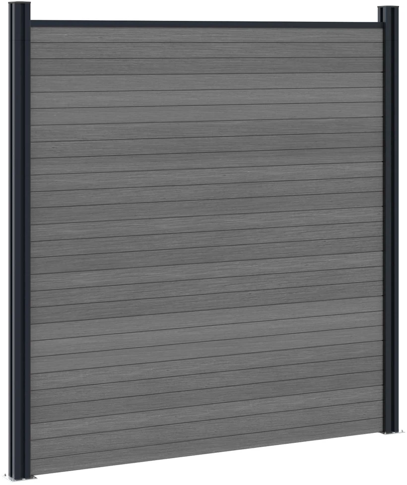 Tvoros rinkinys 10 vnt. 1657 x 186 cm WPC ir aliuminis Pilka