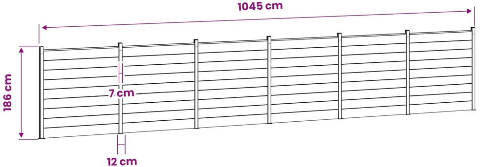 Tvoros rinkinys 1045 x 186 cm WPC ir aliuminis Pilka