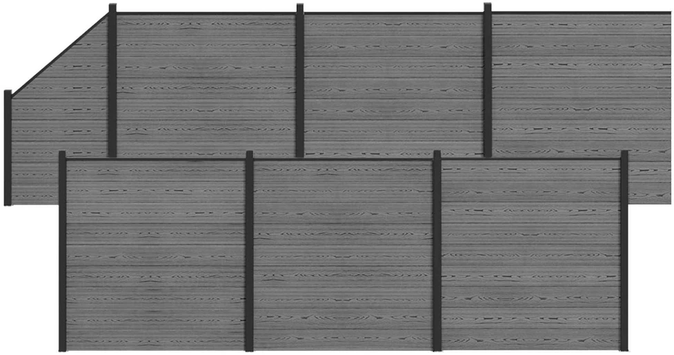 Tvoros rinkinys 1138 x 186 cm WPC ir aliuminis Pilka