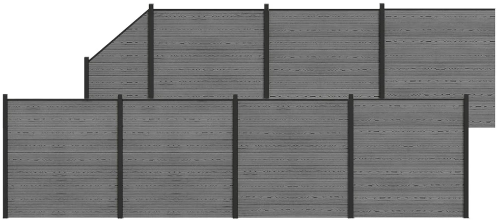 Tvoros rinkinys 1311 x 186 cm WPC ir aliuminis Pilka