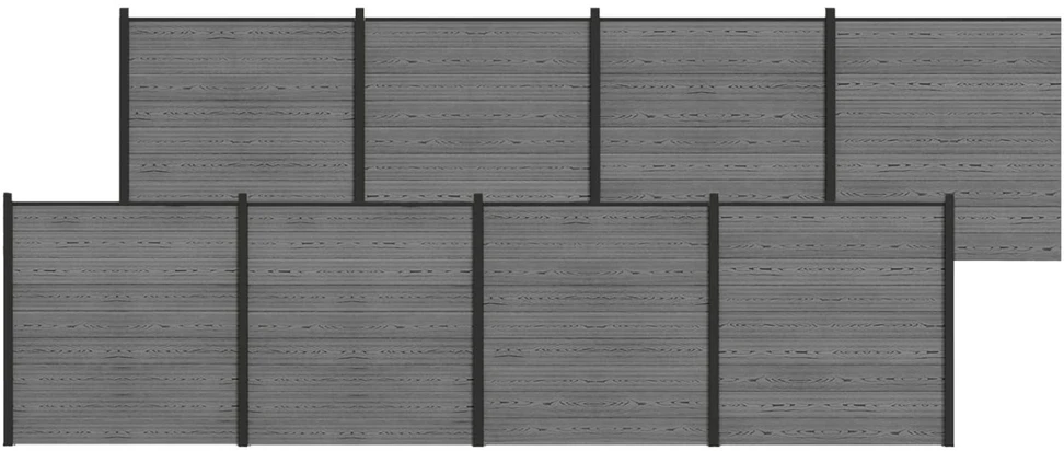 Tvoros rinkinys 1391 x 186 cm WPC ir aliuminis Pilka