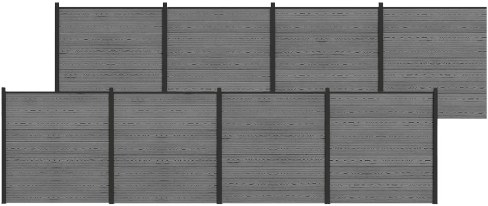Tvoros rinkinys 1391 x 186 cm WPC ir aliuminis Pilka