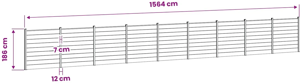 Tvoros rinkinys 1564 x 186 cm WPC ir aliuminis Pilka