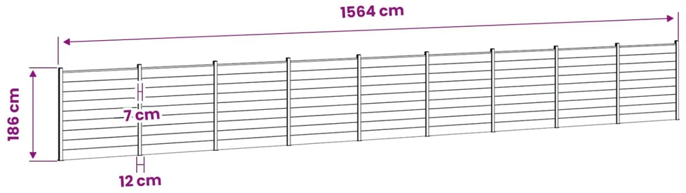 Tvoros rinkinys 1564 x 186 cm WPC ir aliuminis Pilka