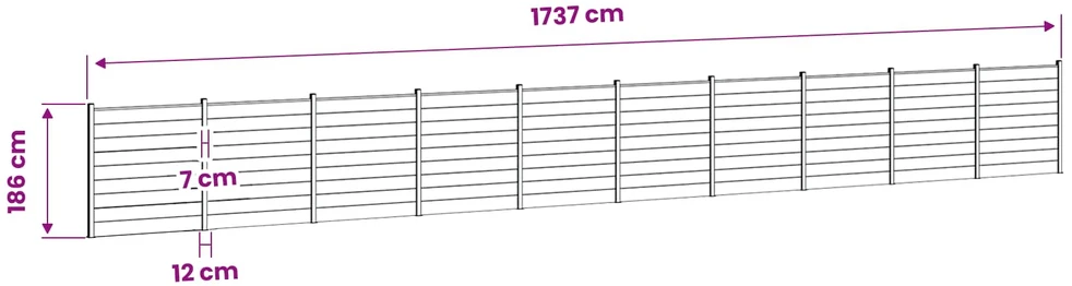 Tvoros rinkinys 1737 x 186 cm WPC ir aliuminis Pilka