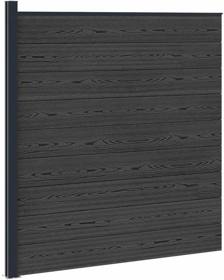 Tvoros rinkinys 175 x 186 cm WPC ir aliuminis Juoda