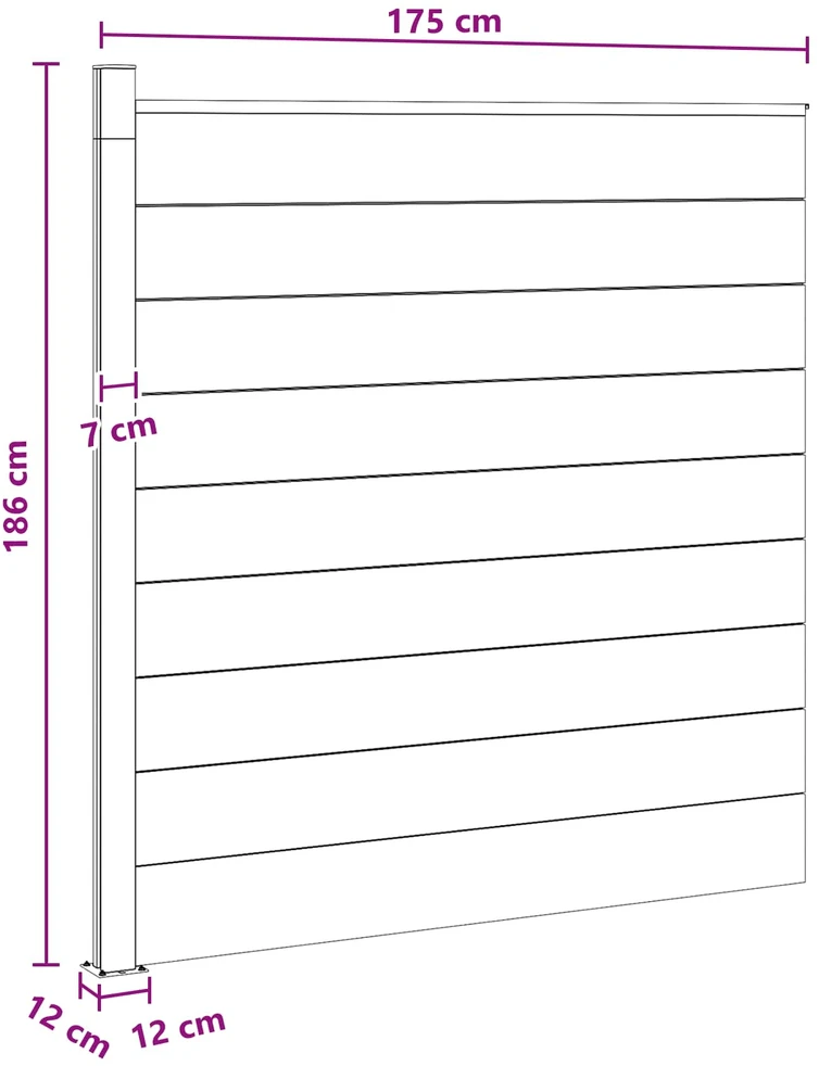 Tvoros rinkinys 175 x 186 cm WPC ir aliuminis Pilka