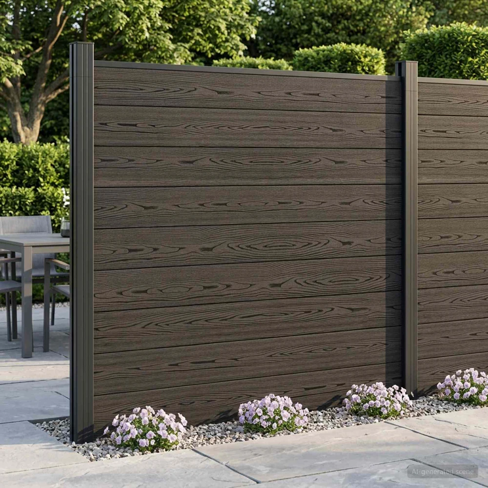 Tvoros rinkinys 175 x 186 cm WPC ir aliuminis Juoda