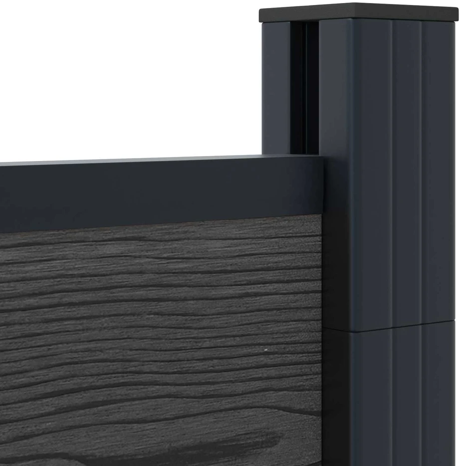 Tvoros rinkinys 175 x 186 cm WPC ir aliuminis Juoda