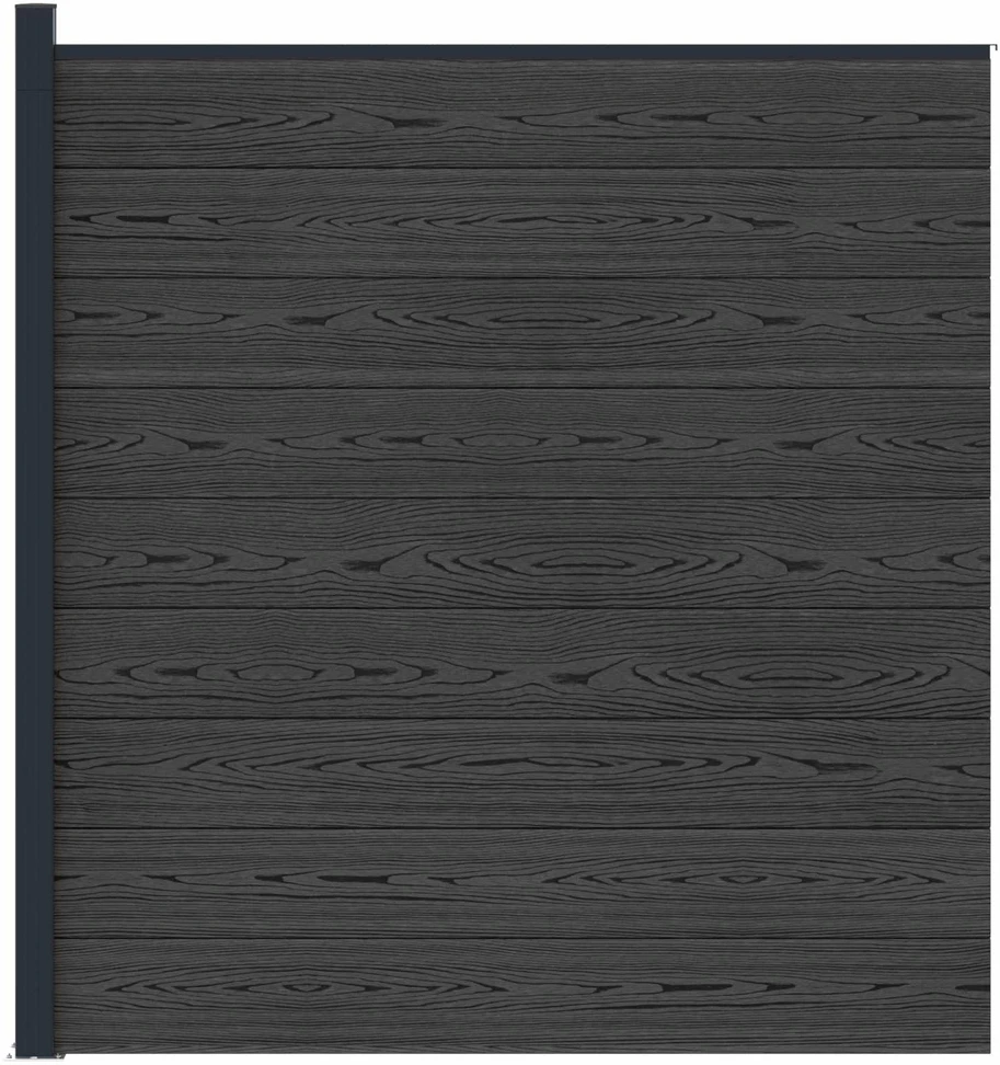 Tvoros rinkinys 175 x 186 cm WPC ir aliuminis Juoda