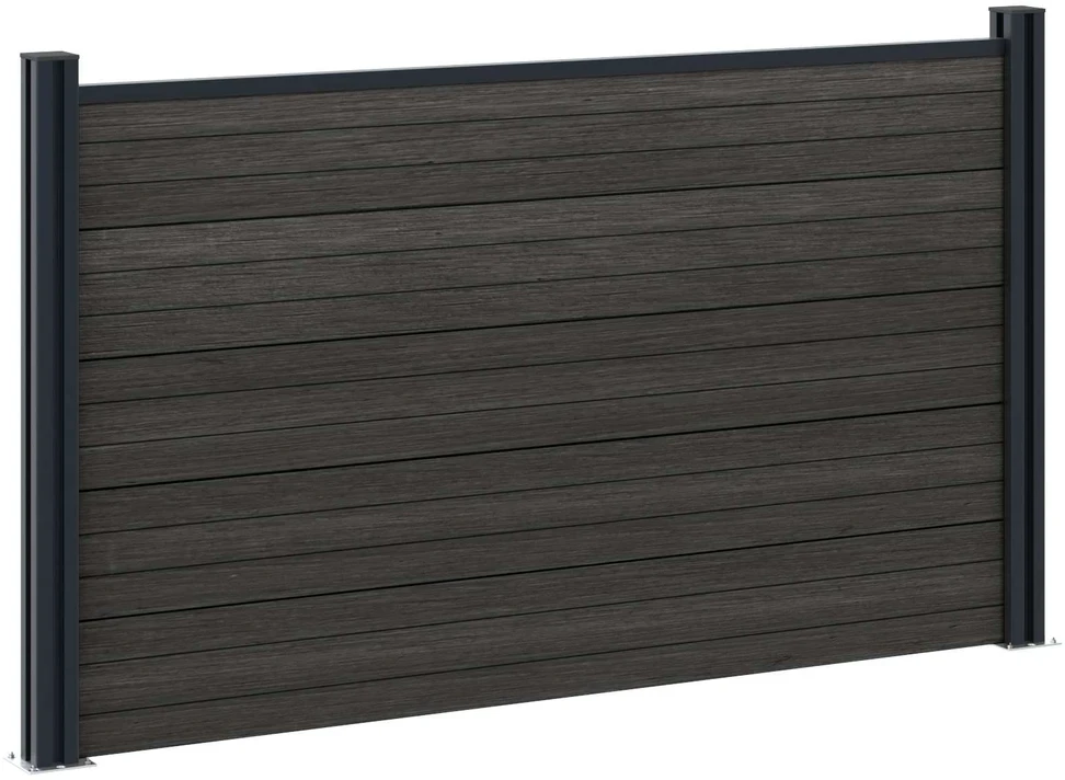 Tvoros rinkinys 180 x 105 cm WPC ir aliuminis Juoda
