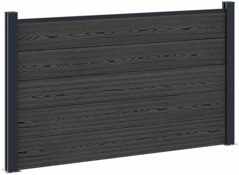 Tvoros rinkinys 180 x 105 cm WPC ir aliuminis Juoda